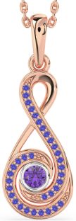 Amethyst & Tanzanite Rose Gold Silver Infinity Necklace