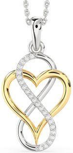 Diamond Gold Silver Heart Infinity Necklace