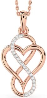 Diamond Rose Gold Silver Heart Infinity Necklace