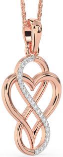 Diamond Rose Gold Heart Infinity Necklace