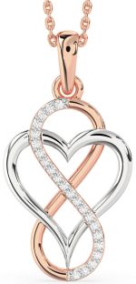 Diamond Rose Gold Silver Heart Infinity Necklace