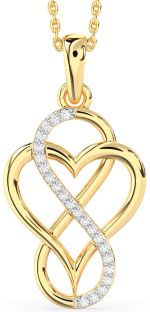 Diamond Gold Silver Heart Infinity Necklace