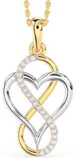 Diamond Gold Silver Heart Infinity Necklace
