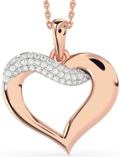 Large Diamond Rose Gold Heart Necklace
