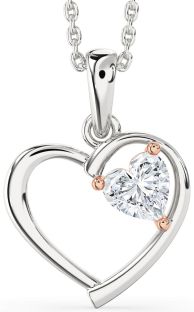Diamond Silver & 10K Rose Gold Heart Necklace