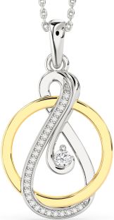 Diamond Platinum & Yellow Gold Infinity Circle Necklace