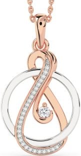 Diamond Platinum & Rose Gold Infinity Circle Necklace
