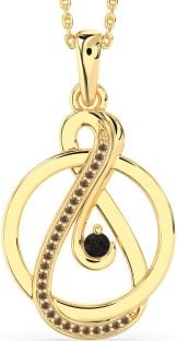 Black & Chocolate Brown Diamond Gold Infinity Circle Necklace