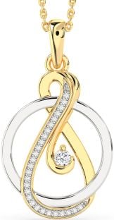 Diamond Platinum & Yellow Gold Infinity Circle Necklace
