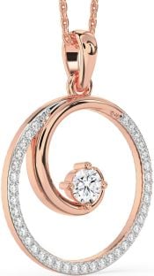 Large Diamond Rose Gold Circle Necklace