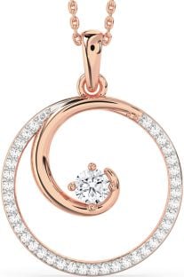 Large Diamond Platinum & Rose Gold Circle Necklace