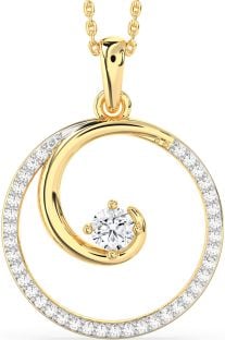 Large Diamond Gold Circle Necklace