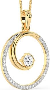 Large Diamond Gold Circle Necklace