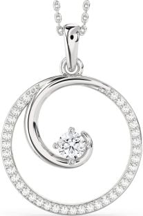 Large Diamond White Gold Circle Necklace