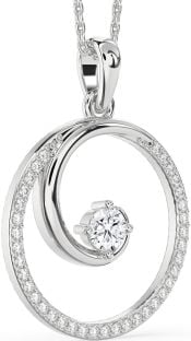 Large Diamond White Gold Circle Necklace