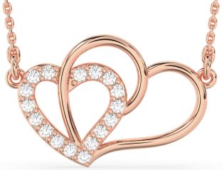 Large Diamond Rose Gold Heart Necklace