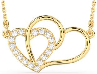 Large Diamond Gold Heart Necklace