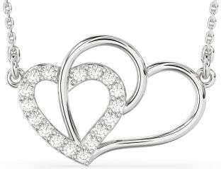 Large Diamond Platinum Heart Necklace