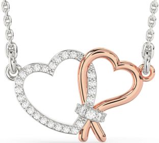 Diamond White Rose Gold Heart Necklace
