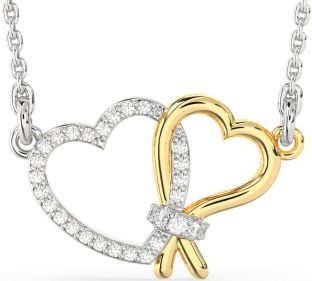 Diamond Gold Silver Heart Necklace