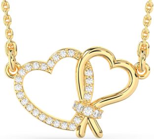 Diamond Gold Silver Heart Necklace