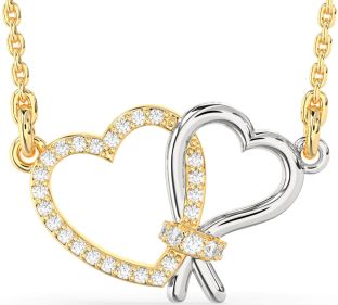 Diamond Gold Silver Heart Necklace