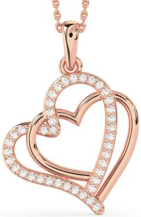 Large Diamond Rose Gold Heart Necklace