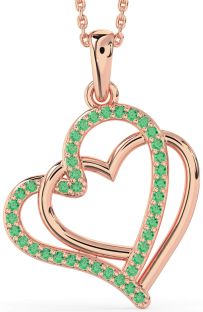 Large Emerald Rose Gold Heart Necklace