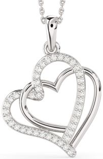 Large Diamond Platinum Heart Necklace