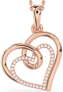Large Diamond Rose Gold Heart Necklace