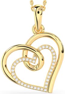 Large Diamond Gold Heart Necklace