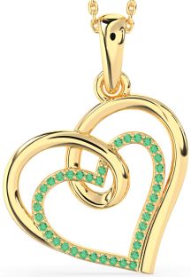 Large Emerald Gold Heart Necklace