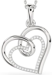 Large Diamond Platinum Heart Necklace