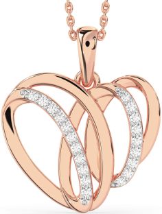 Large Diamond Rose Gold Heart Necklace