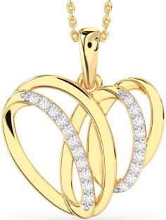 Large Diamond Gold Heart Necklace