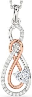 Large Diamond White Rose Gold Infinity Necklace