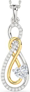 Large Diamond Silver & 10K gold Infinity Necklace
