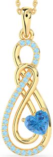 Large Swiss Blue Topaz & Aquamarine Gold Silver Infinity Necklace