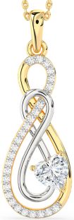 Large Diamond White Yellow Gold Infinity Necklace