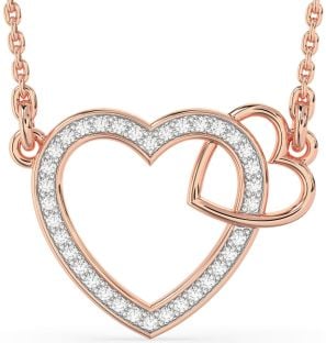 Diamond Rose Gold Heart Interlock Necklace