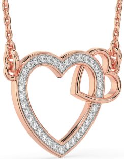 Diamond Rose Gold Heart Interlock Necklace