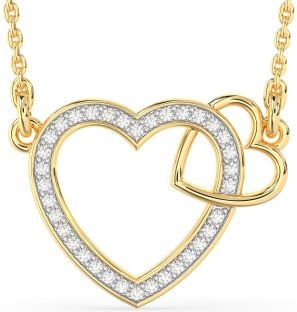 Diamond Gold Heart Interlock Necklace
