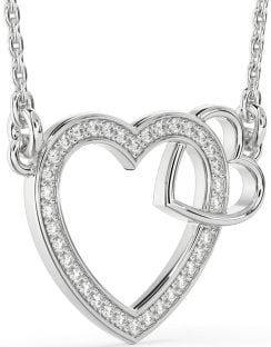 Diamond White Gold Heart Interlock Necklace