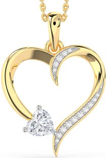 Diamond White Yellow Gold Heart Necklace