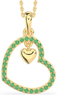 Emerald Gold Heart Necklace