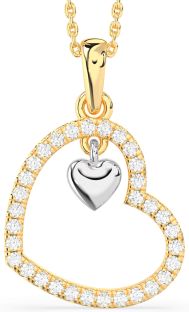 Diamond White Yellow Gold Heart Necklace