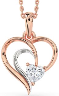 Diamond White Rose Gold Heart Necklace
