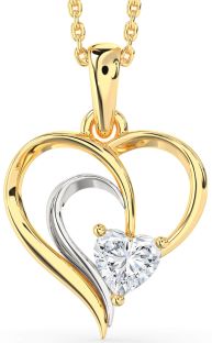 Diamond White Yellow Gold Heart Necklace