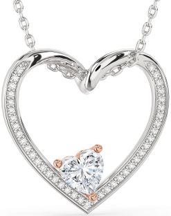 Diamond White Rose Gold Heart Necklace
