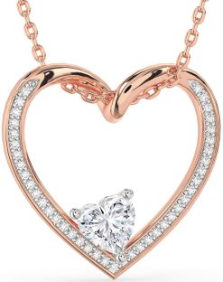 Diamond Platinum & Rose Gold Heart Necklace